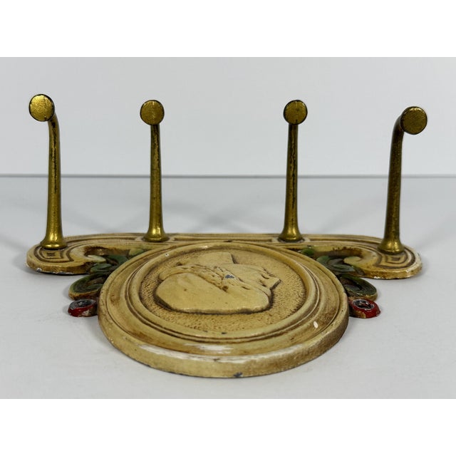 Early 20th Century Art Nouveau Cast Iron Tie Rack: Judd Woman Profile Key Holder For Sale - Image 6 of 10