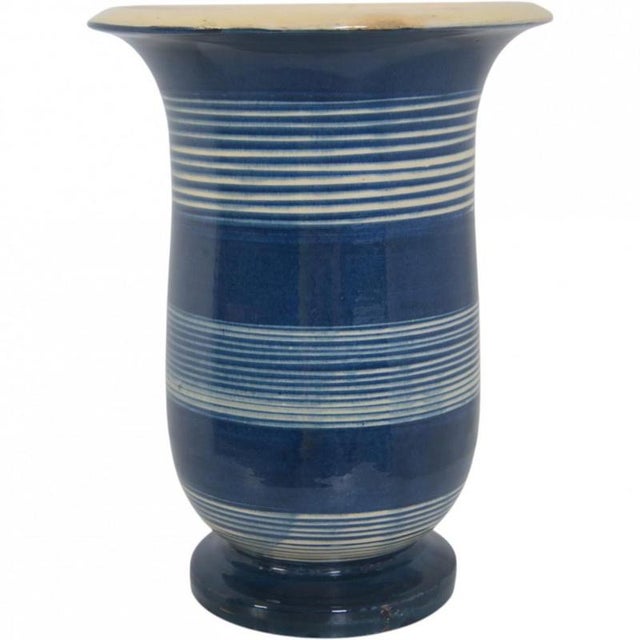 Herman Kæhler blue ceramic vase. The vase is from the 1940s, and appears in good condition with a few minor chips in the...