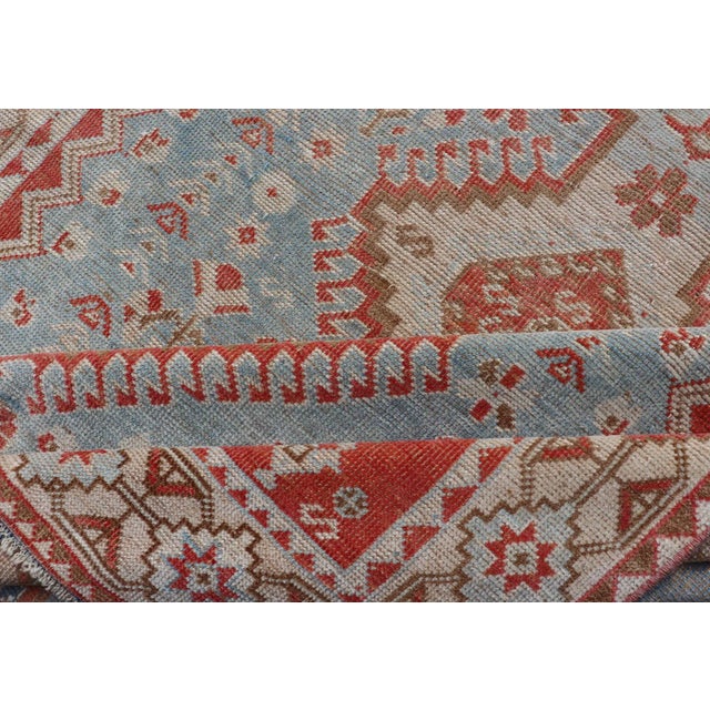 Antique Persian Shiraz Rug With Center Medallions and Sub Geometric Design For Sale - Image 10 of 11