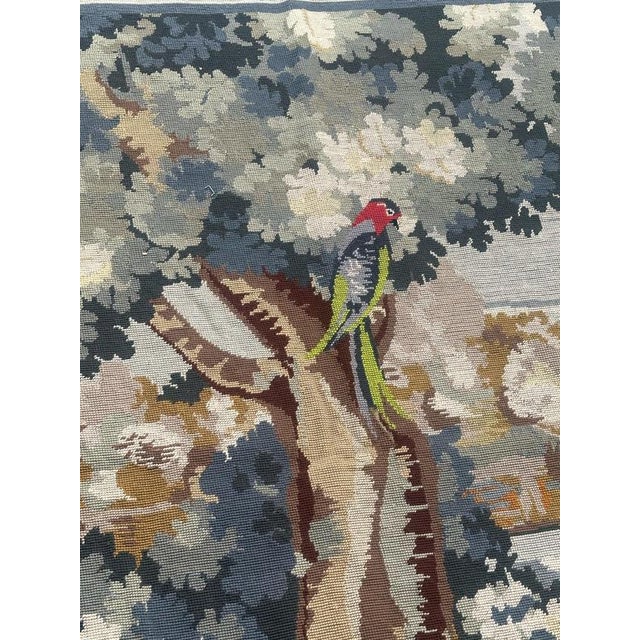Vintage French Needlepoint Tapestry with Landscape Motif in the style of Aubusson, 1960s For Sale - Image 12 of 18