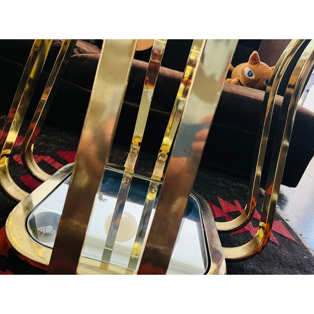 Vintage Brass and Glass Side Tables Hollywood Regency Glam Era, Pair For Sale - Image 11 of 14