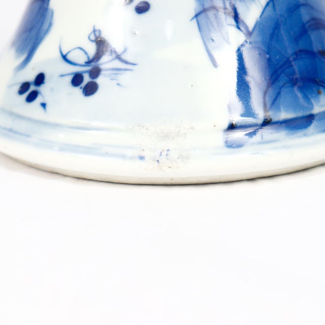 Set of 4 Chinese Export Blue & White Canton Porcelain Candlesticks For Sale - Image 15 of 18