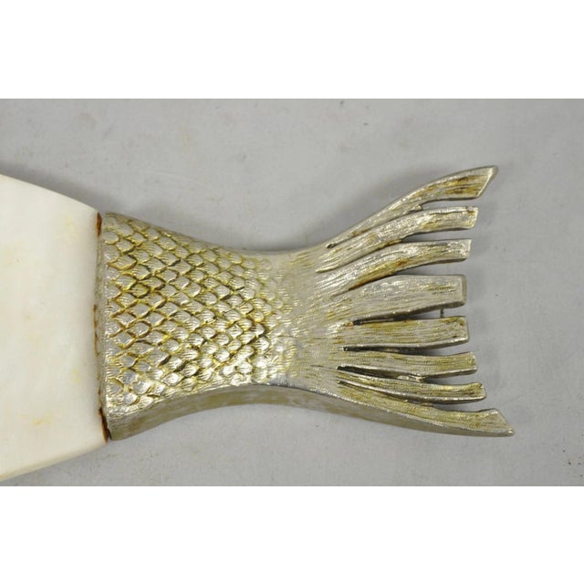 Mid 20th Century Vintage Mid Century Modern Fish Marble Metal Cutting Board Sushi Serving Platter For Sale - Image 5 of 15