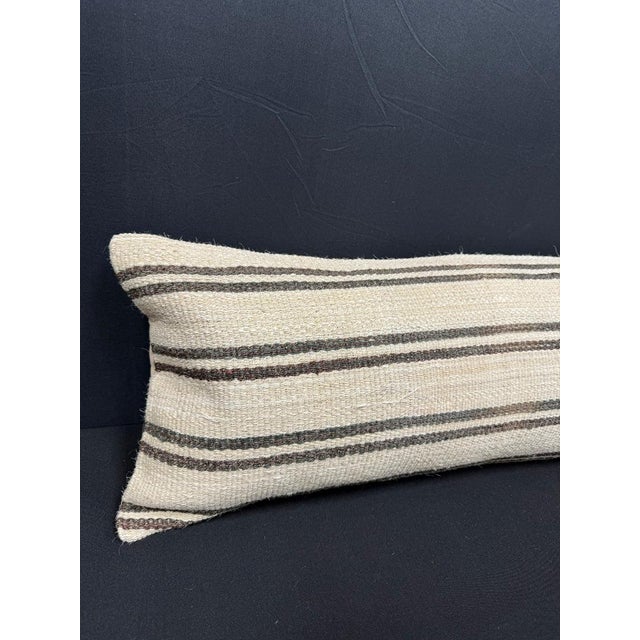Turkish Hemp Pillow Cushion Natural Beige Brown Cushion Cover 12"x46" #30286 Enhance your home decor with our Kilim Pillow...