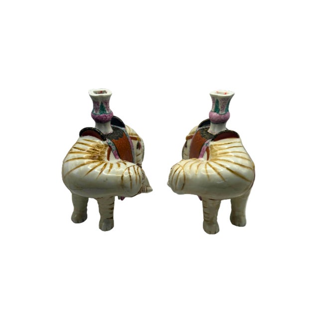 A charming vintage pair of Mottahedeh elephant candlesticks created for the Winterthur Collection, featuring beautifully...