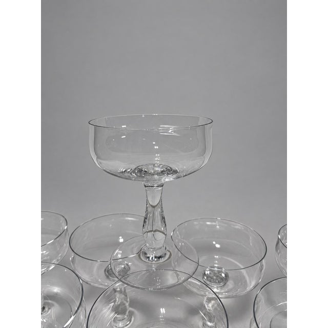 Set of 8, Baccarat France "Longchamps" Pattern Champagne/Tall Sherbet Glasses. Measures: 4.625" h x 3.5" w.