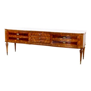 Italian Walnut Carrara Marble and Brass Sideboard from Cantu, 1960s For Sale