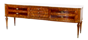 Italian Walnut Carrara Marble and Brass Sideboard from Cantu, 1960s