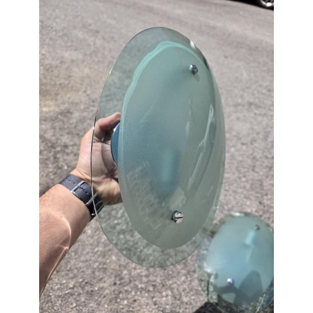Concave Oval Wall Lights in Green Crystal from Cristal Art Torino, 1960s, Set of 2 For Sale - Image 10 of 14