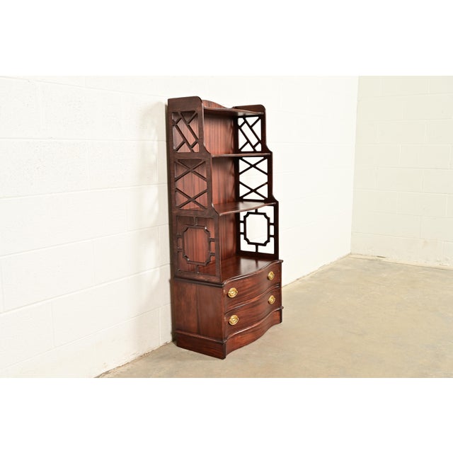 Baker Furniture Style Chinese Chippendale Carved Mahogany Étagère or Bookcase For Sale - Image 17 of 17