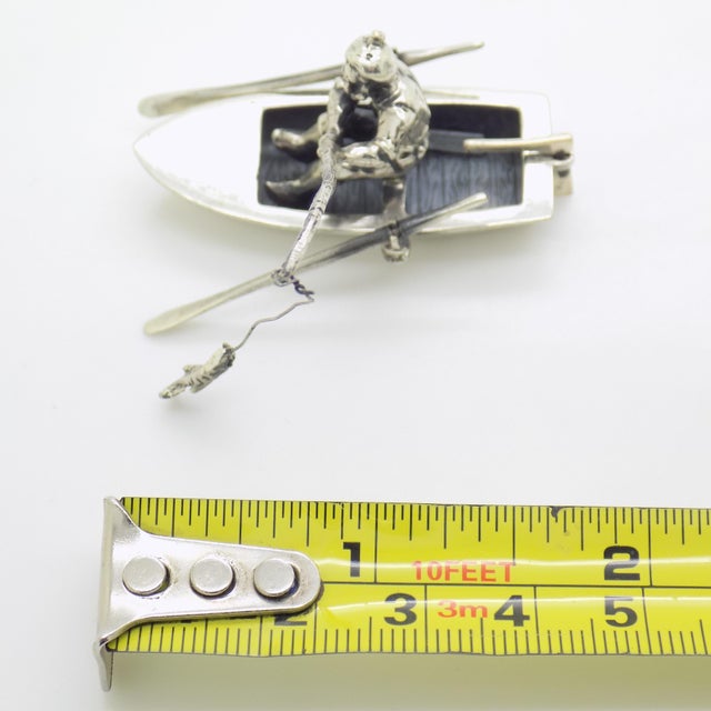 Vintage Italian Sterling Silver 925 Fisherman with Boat Figurine by Medusa-Oro, 1980s For Sale - Image 13 of 14