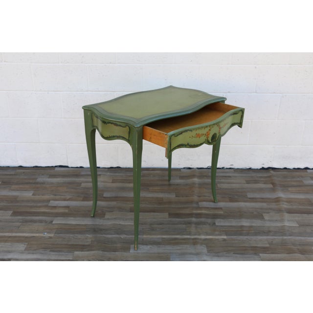 1950s French Provincial Hand-Painted Writing Table / Vanity Desk For Sale - Image 12 of 18