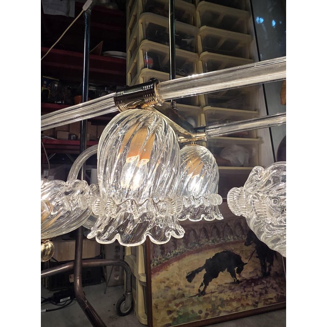 Art Deco Murano and Brass Navetta Chandelier from Barovier, 1930s, in Very Good conditions. Designed 1920 to 1949 This...