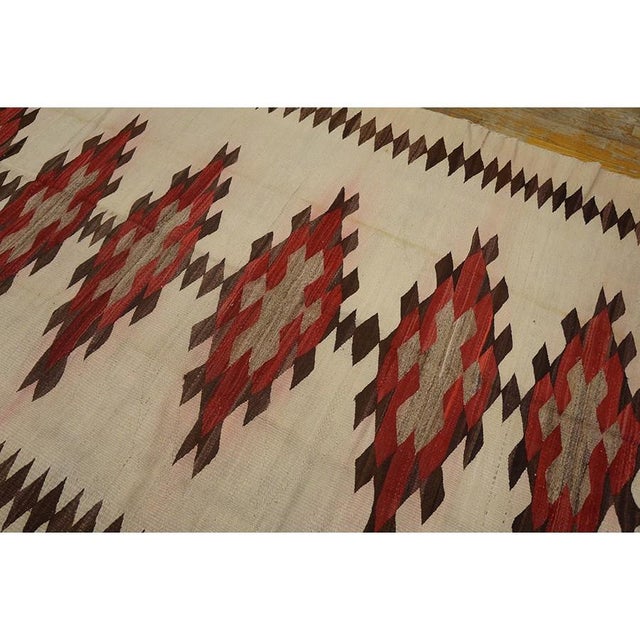 1930s Rustic Beige Field Geometric Antique American Navajo Flatweave Wool Rug For Sale - Image 9 of 10