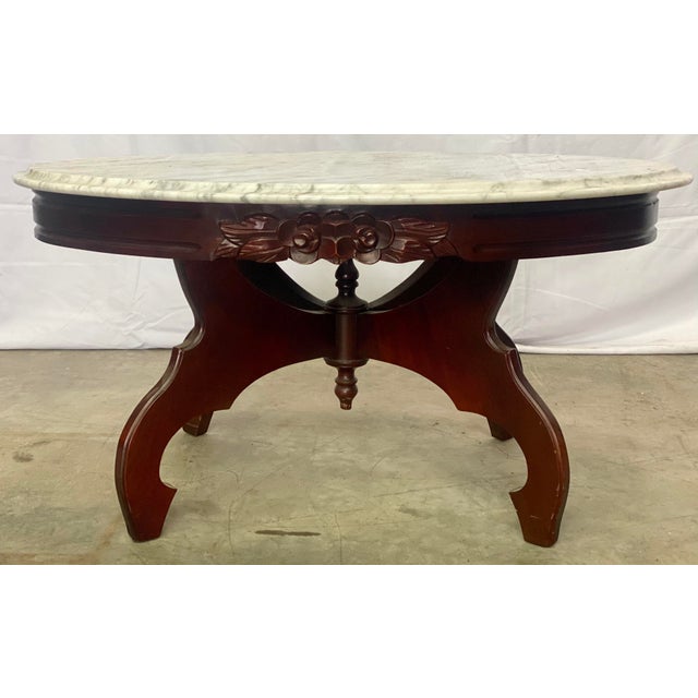 Vintage Mahogany Kimball Italian Marble Top Oval Coffee Table Chairish