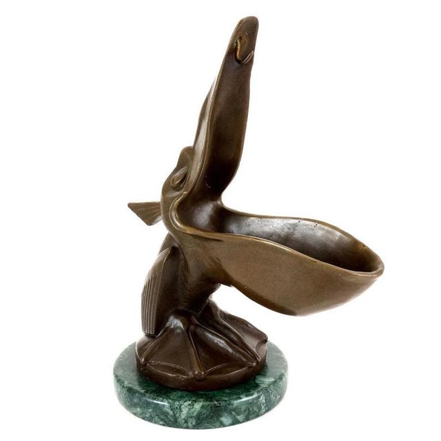 Art Deco Style Pelican Pocket Watch Holder in Bronze For Sale - Image 4 of 10