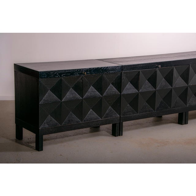 Brutalist Ebonized Sideboard by J. Batenburg for Mi Belgium, 1960s, Set of 3 For Sale - Image 13 of 15