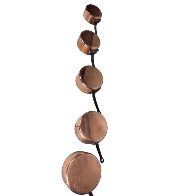 Metal Graduated French Copper Sauce Pans With Iron Handles - Set of 5 For Sale - Image 7 of 18