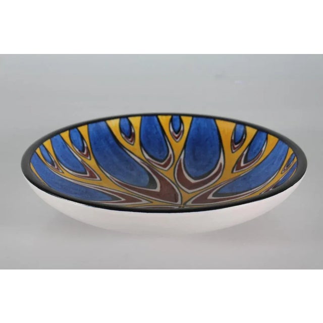 Large Søholm Ceramic Low Bowl with Graphic Pattern in Bright Colors, 1960s For Sale - Image 9 of 9