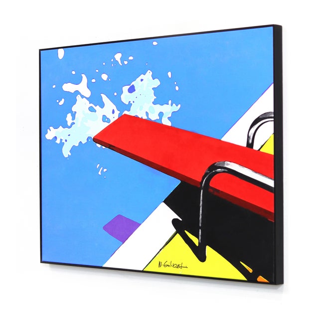 Red Board - Abstract Vibrant Mid Century Modern Pool Water Still Life Original Artwork by Michael Giliberti For Sale In Los Angeles - Image 6 of 9