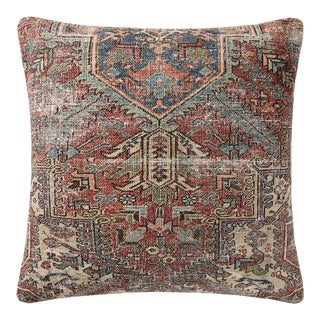 Amber Lewis x Loloi Redwood Rust / Multi 18" x 18" Cover with Poly Pillow For Sale