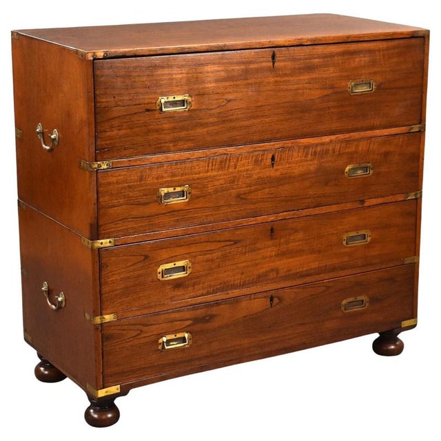 Victorian Teak Campaign Chest, 1870 For Sale - Image 12 of 12