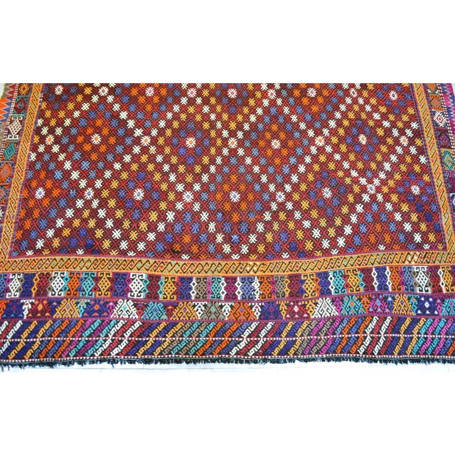 1960s Vintage Handwoven Braided Jajim Turkish Kilim Rug - 8′6″ X 12′8″ For Sale - Image 9 of 11