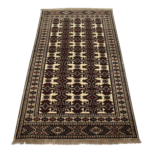 Turkmen Rug 4’3” X 6’11” Beige Wool Vintage Tribal Hand-Knotted Carpet