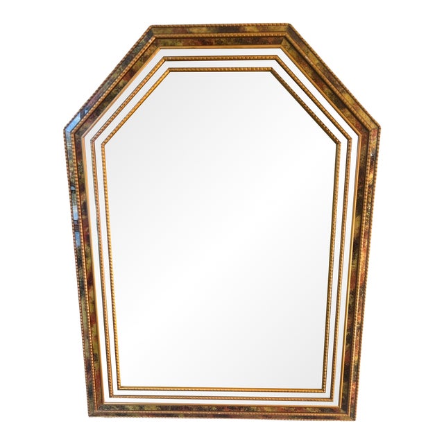 Vintage Mid Century Wall Mirror 1980s Postmodern Windsor Gold Frame For Sale