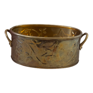 Vintage Mid-Century Brass Oval Planter