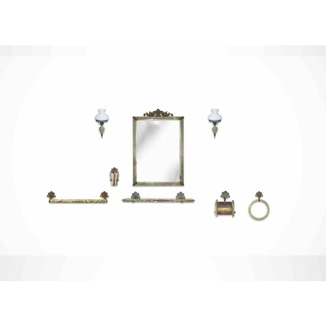 Vintage Bathroom Set in Green Marble, Italy, Early 20th Century, Set of 8 For Sale - Image 9 of 13