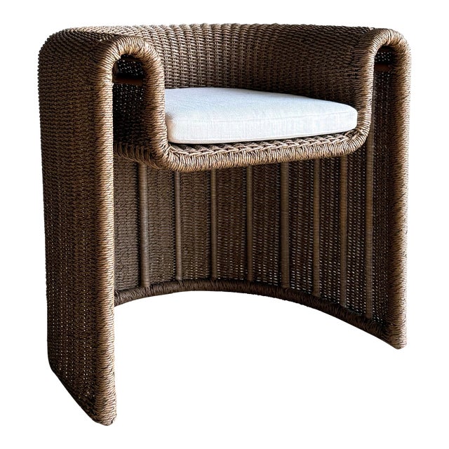 Outdoor Woven Rope Dining Chairs With Seat Cushions For Sale