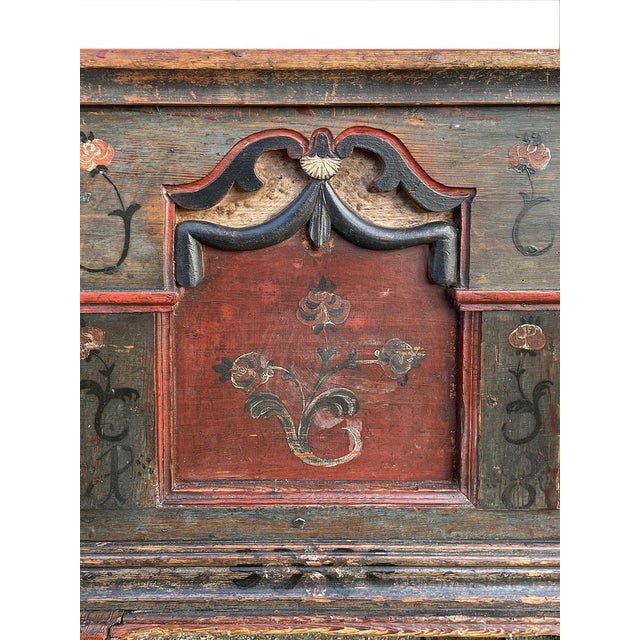 1822 Alpine Blue Floral Painted Blanket Chest For Sale - Image 14 of 18