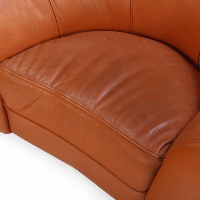 Animal Skin A French Bulbous Croissant-Shaped Leather Chair, C. 1985. For Sale - Image 7 of 8