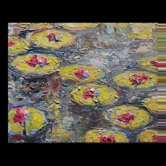 Vivek Mandalia, Waterlilies, Oil on Canvas For Sale - Image 4 of 4