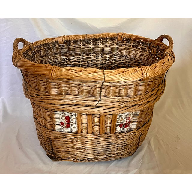 Large Antique French Wicker Champagne Harvest Basket For Sale - Image 9 of 18