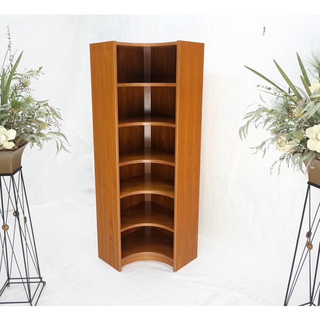 Danish Mid-Century Modern Corner Teak Bookcase Shelving Unit Etagere For Sale - Image 6 of 12