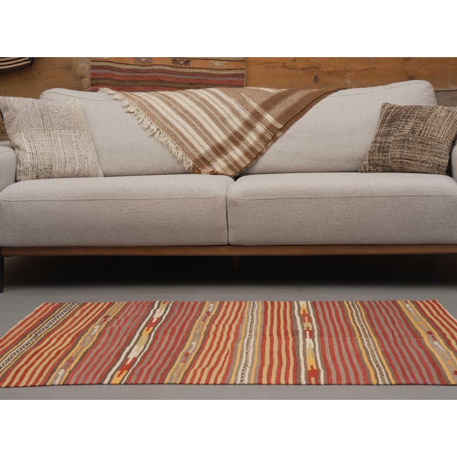1970s Vintage Handmade Wool Cotton Red Terracotta Runner Rug For Sale In San Francisco - Image 6 of 11