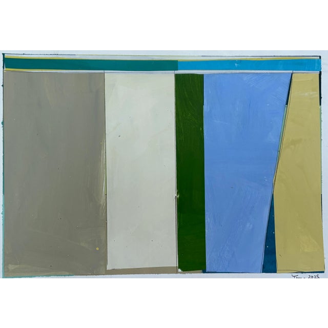 Painted paper mounted on heavy archival watercolor paper. Measures 11x15 inches. A half inch border is left to allow or...