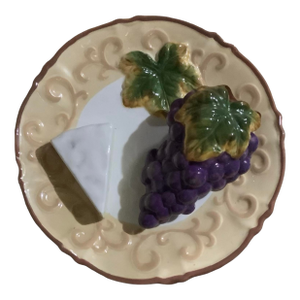 Vintage Trompe L’Oeil 3d Fruit / Cheese Grapes Plate