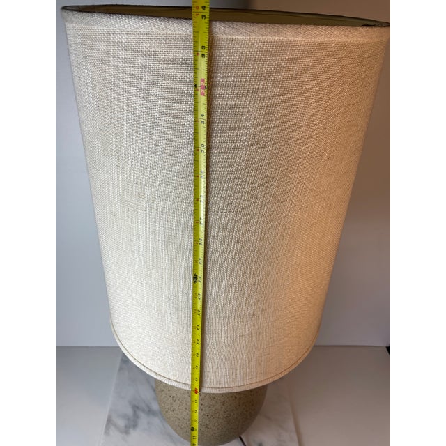 1977 Signed Handmade Ceramic & Wood Table Lamp — Unglazed + Speckled Glaze, Vintage Studio Craft For Sale - Image 9 of 9