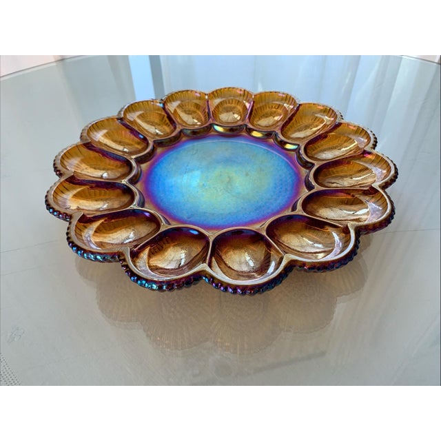 Here we have a gorgeous vintage deviled egg platter. It is in excellent condition. NO chips and NO cracks. Beautiful...