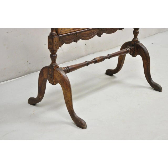 Antique French Victorian Carved Walnut and Needlepoint Fireplace Screen For Sale - Image 9 of 12