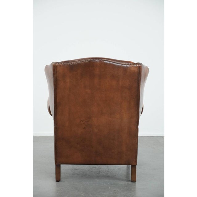 Sheepskin Leather Wing Chair For Sale - Image 4 of 17