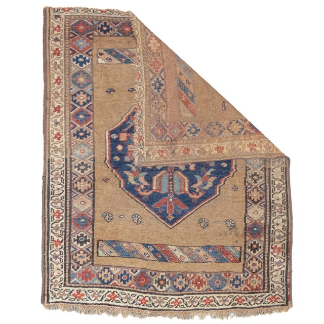 Antique Persian Bijar Wool Foundation Rug 3'7'' x 4'4''. From a corner of the NW Persian Heriz triangle, this town and...