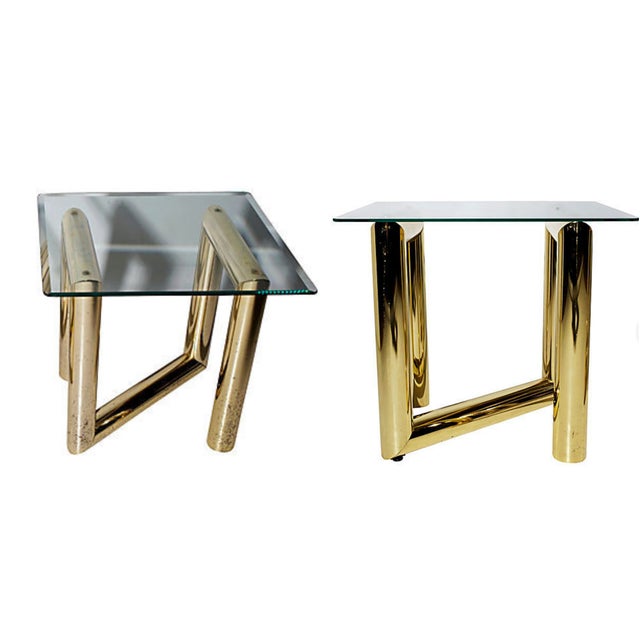 Hollywood Regency Karl Springer Attributed Z-Shaped Side Tables - a Pair For Sale - Image 3 of 5