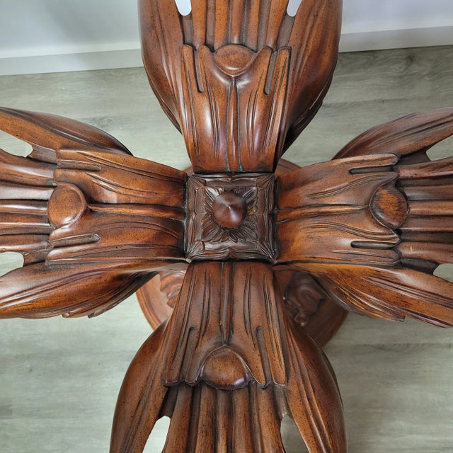 1950s Round Pedistal Italian Carved Walnut Dining or Center Table, 1950s For Sale - Image 5 of 7