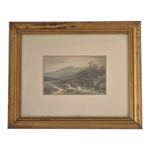Antique 1910s English Landscape Print the Dart at Two Bridges