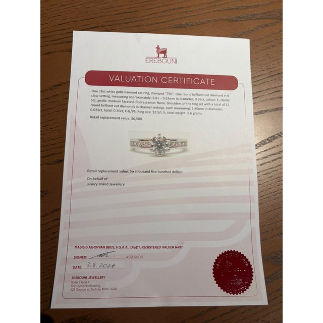 18ct White Gold Round Brilliant Cut Diamond Ring 0.95ct 5.75g, Size 6 For Sale - Image 10 of 10