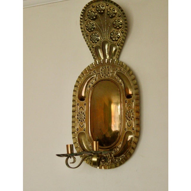 Large Mid-Century Swedish Brass Double Arm Sconce For Sale - Image 10 of 18